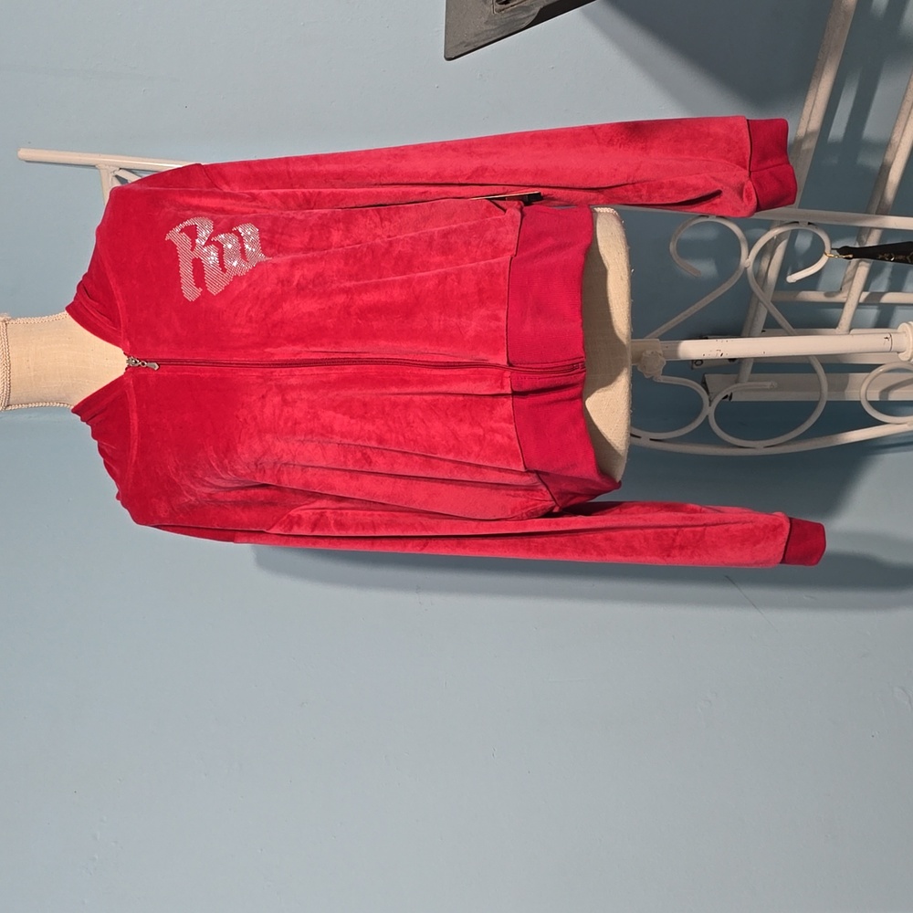 Rocawear Rhinestone Velour Zip Front Jacket